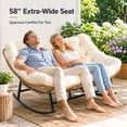 thumbnail image 3 of RADIATA 3-Piece Outdoor Patio Rocking Loveseat Set with 2 Ottomans, 2-Person 58" Extra-Wide Double Rocking Chair, 600 lb Weight Capacity, 5.1" Thick Cushions, Reinforced Steel Frame, Beige, 3 of 9