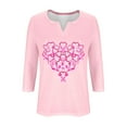 thumbnail image 4 of Royisotas Casual Womens Tops Summer Pink 3/4 Sleeve Breast Cancer Awareness Day Plus Size for Shirts Loose Fit V-Neck T-Shirts, 4 of 4