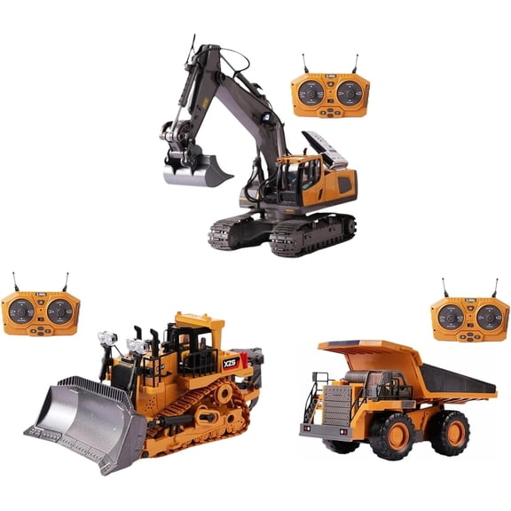 Trucks, Excavator, 2.4GHz RC Construction Vehicle with Cool Lights and Real Sounds, Realistic Engineering Design, Metal Parts, Little Builders, Big Action