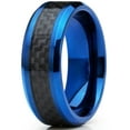 thumbnail image 2 of Men's Titanium Wedding Band, Engagement Ring, Blue Ion Plating and Black Cardon Fiber Inlay 8.5, 2 of 3
