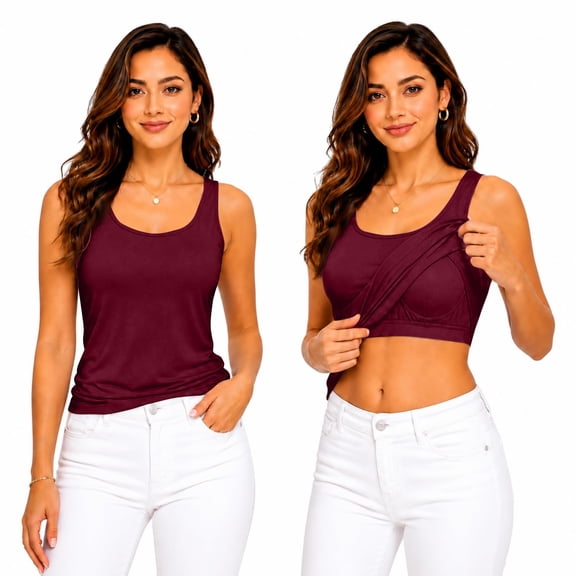 Tank Tops with Built In Bras - Women Sleeveless Casual Shirts Racerback Workout Yoga Camisole Tops Comfy Undershirt Red 6XL