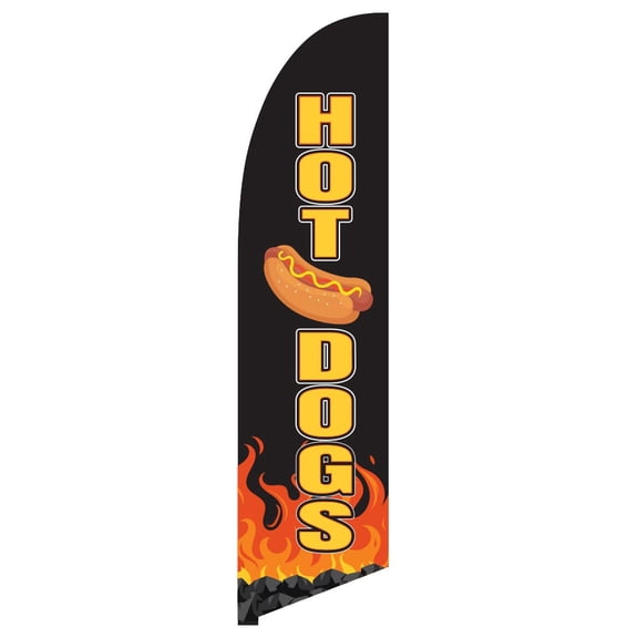 Vispronet Hot Dog Feather Flag, 2.6ft x 11.2ft Restaurant Flag, Flag Only