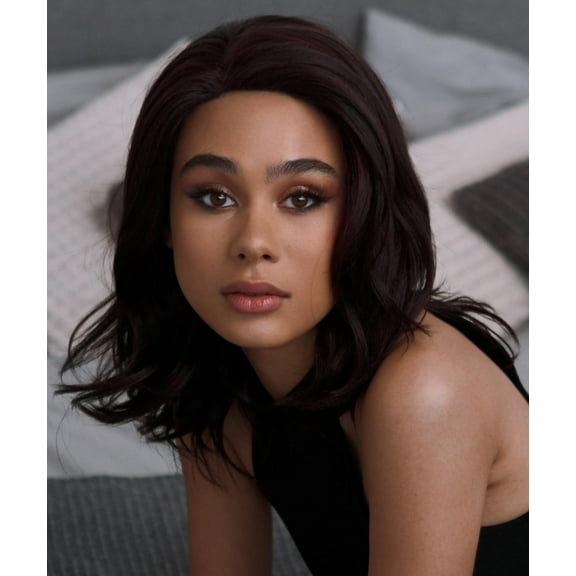 LUXLUXE Rayana Wavy 15 Inch Long 4X4 Hand-Tied Lace Front Wig, Good Heat Resistant Fiber,Deep Red and Black Blend