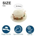 thumbnail image 2 of Sombrero de verano para niños con circunferencia de 52-54 cm, sombrero de paja plegable con protección solar y parte superior plana para playa y exteriores, color blanco lechoso, 2 of 5