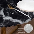 thumbnail image 3 of Black Marble Round Tablecloth, Fitted Table Cover with Elastic for 55"-60" Round Tables, Vintage Minimalism White Abstract Texture Table Cloth Outdoor Indoor Dinning Party Waterproof Tablecloths, 3 of 7