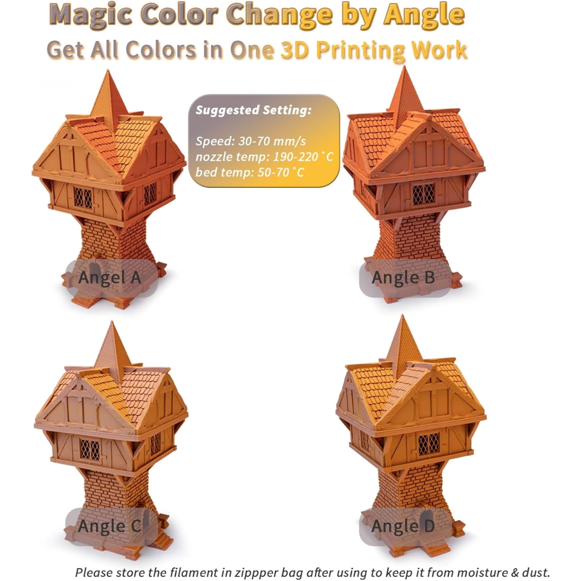 Ziro 3D Tri-Color Matte PLA 1.75mm 1kg, Desert