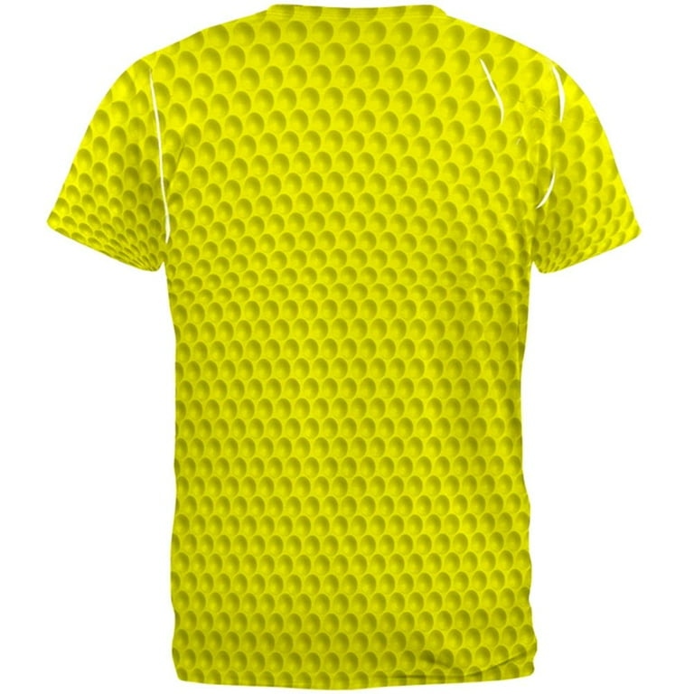 Golf Ball Costume Yellow All Over Adult T-Shirt X-Large