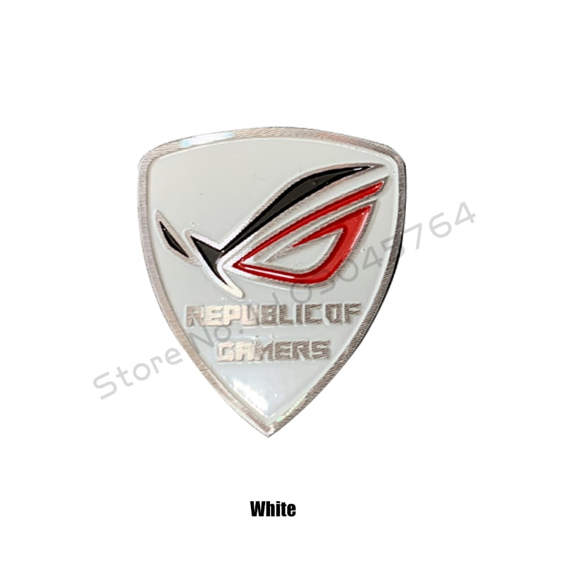 Boîtier d'Ordinateur Autocollant en Aluminium Logo ROG Gamer Croie Lable PC Cabinet MOD Pièce Noir/blanc Blanc