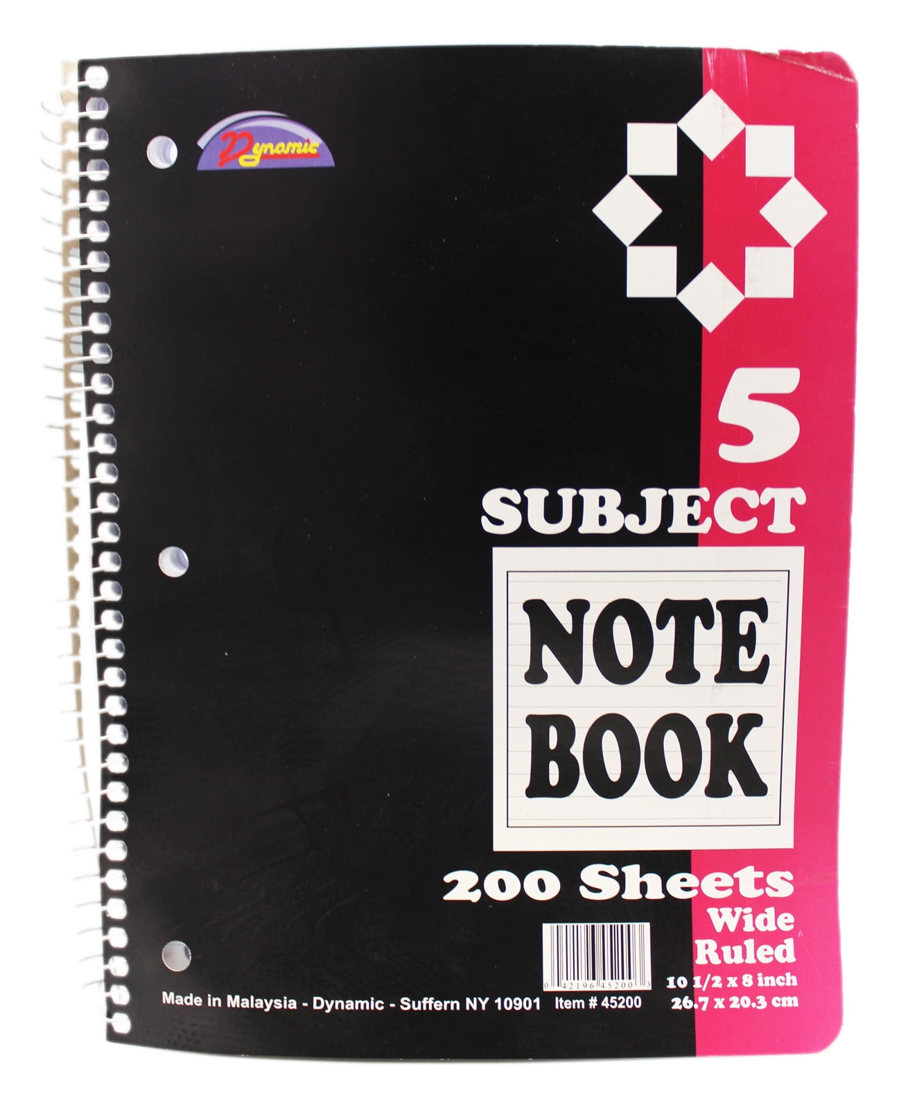 Black Purple Set Includes: Red Random 4 Pack Emraw 5 Subject Notebook Spiral with 180 Sheets of Wide Ruled White Paper Blue Covers 