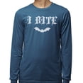 thumbnail image 2 of Bat I Bite Long Sleeve Shirt Unisex Medium Indigo Blue, 2 of 5