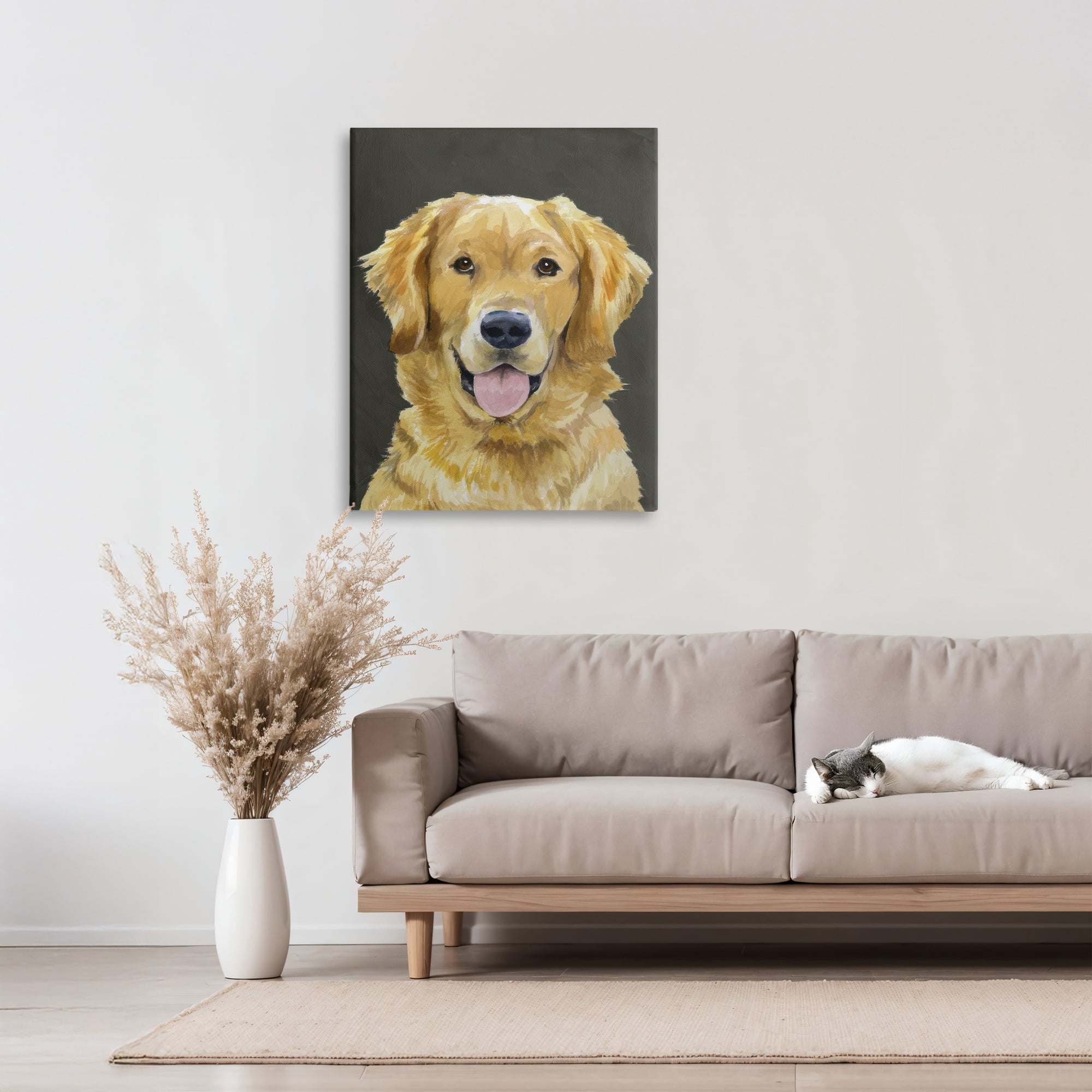 Stupell Industries Joyful Golden Retriever Portrait Canvas Wall Art, design by Lil' Rue