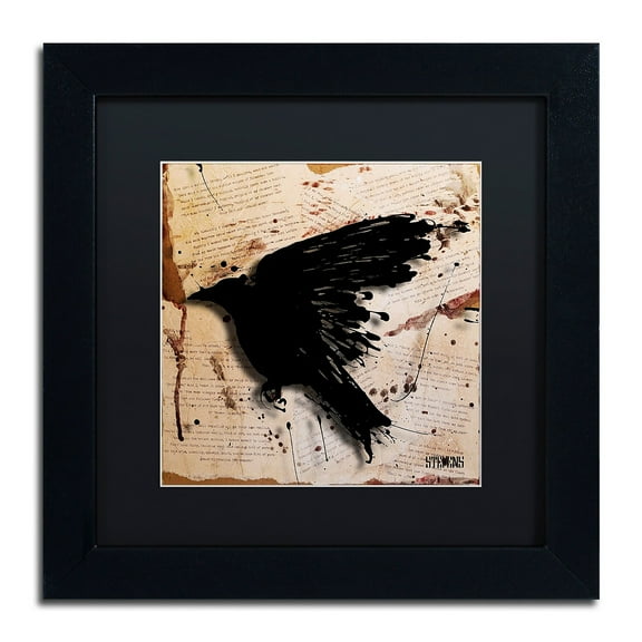 Trademark Fine Art "The Raven 3" Canvas Art by Roderick Stevens, Black Matte, Black Frame