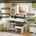 thumbnail image 4 of Vabches Vanity Set with Mirror and Lights, Modern Makeup Table with Storage Shelves & Drawers for Bedroom, White, 4 of 12