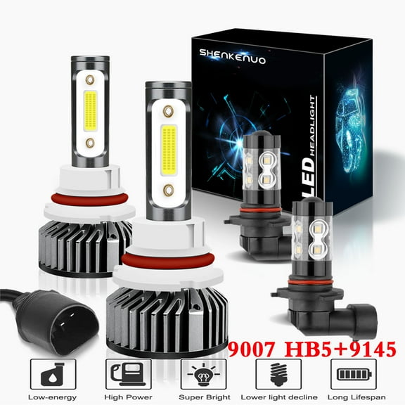 For Dodge Caravan Grand Caravan 2001-2007 9007/HB5 High/Low Beam LED Headlight Bulbs 9145 LED Fog Light Bulbs,Pack of 4