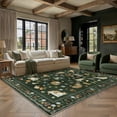 thumbnail image 5 of BERTHMEER 5'x7' Area Rugs for Living Room Dark Green Cat Pattern Rugs for Bedroom Modern Kitchen Non Slip Washable Contemporary Floral Carpets Home Office Dorm Dining Room Throw Rugs, 5 of 9