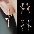thumbnail image 2 of Grandest Birch Women Bird Tree Branches Shape Earrings Concise Alloy Ear Studs Jewelry Alloy Gold, 2 of 7