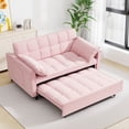 thumbnail image 2 of Bellemave Sleeper Sofa Bed 3-in-1 Convertible Couch with Pullout Bed, Futon 2-Seater Loveseat with Toss Pillows and Storage Pockets, 3 Level Adjustable Backrest Sofa for Living Room （Pink ）, 2 of 8