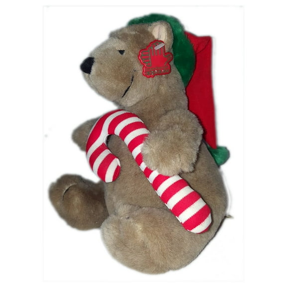 Applause Winter Magic Candy Cane Bear With Hat 10"