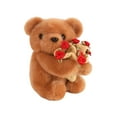 thumbnail image 2 of Taotanxi Adorable Snot Bear Embracing Flower Rose Combination Table Stuffed Animal - Pocket-Sized Fun - On-The-Go Play - Brown 5.5 Inches, 2 of 6