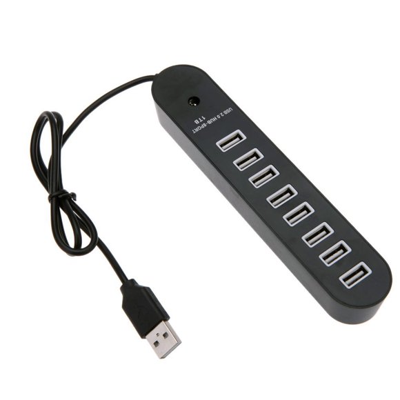 axGear 8 Port USB 2.0 Data HUB High Speed Splitter Extender Built-In USB Cable
