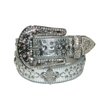 Women's Fleur de Lis Studded Rhinestone Belt