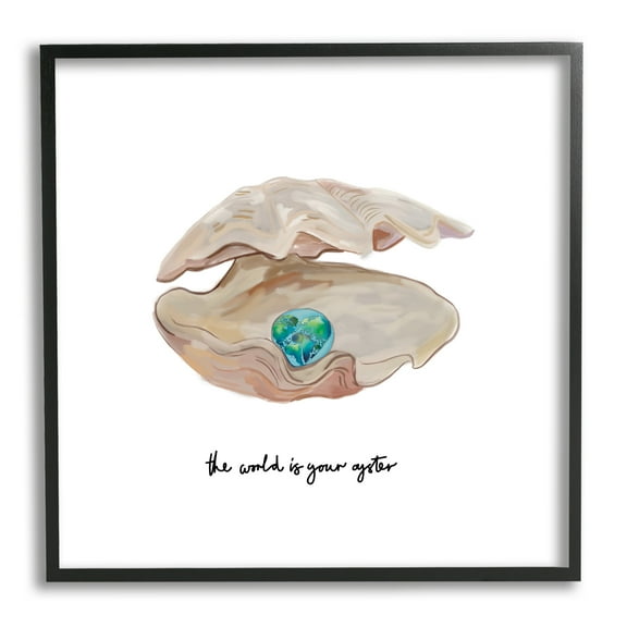 Stupell Industries Clam Shell Turquoise Pearl Animals & Insects Painting Black Framed Art Print Wall Art