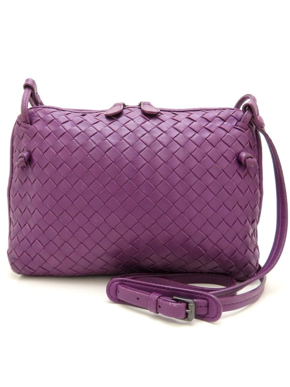 Pre-Owned BOTTEGA VENETA Nodini Intrecciato Shoulder Bag 245354 Leather Purple Women's 353273