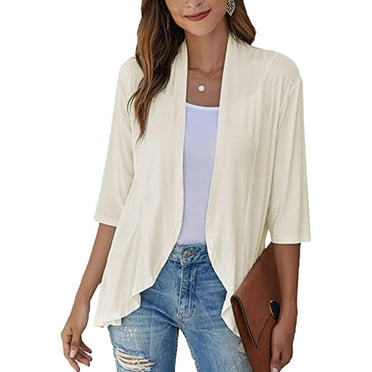 Pure Color, Three-Quarter Sleeves, Falbala Asymmetric Hem Casual Overcoat Women's Apricot XL Cardigan Rarida