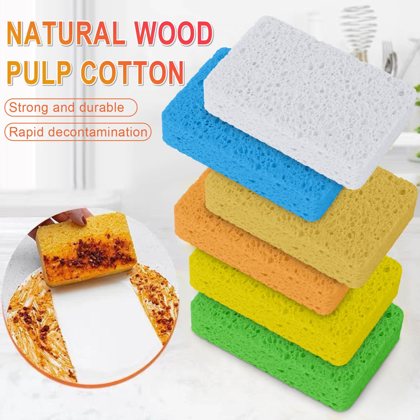 LUDA Non-Scratch Cellulose Household Kitchen Sponges, Dishes