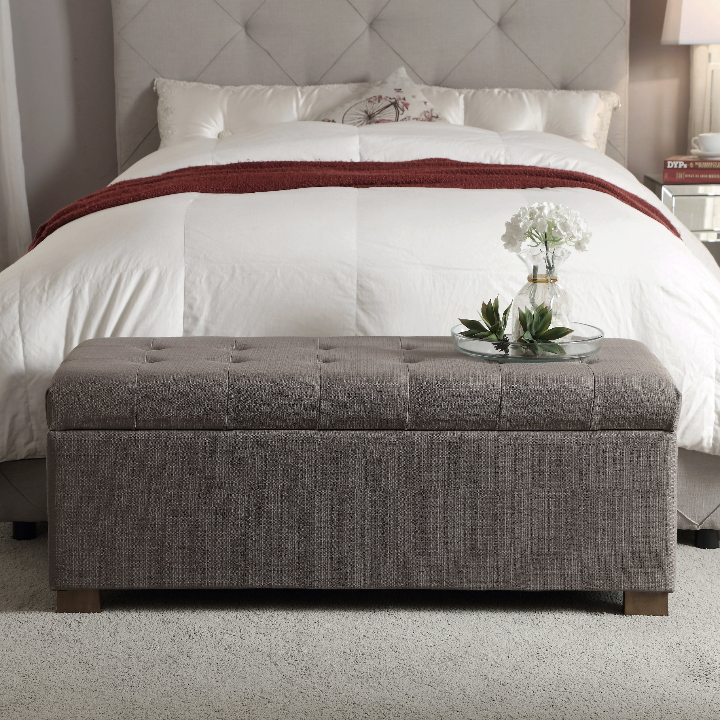 HomePop Large Tufted Storage Bench, Multiple Colors