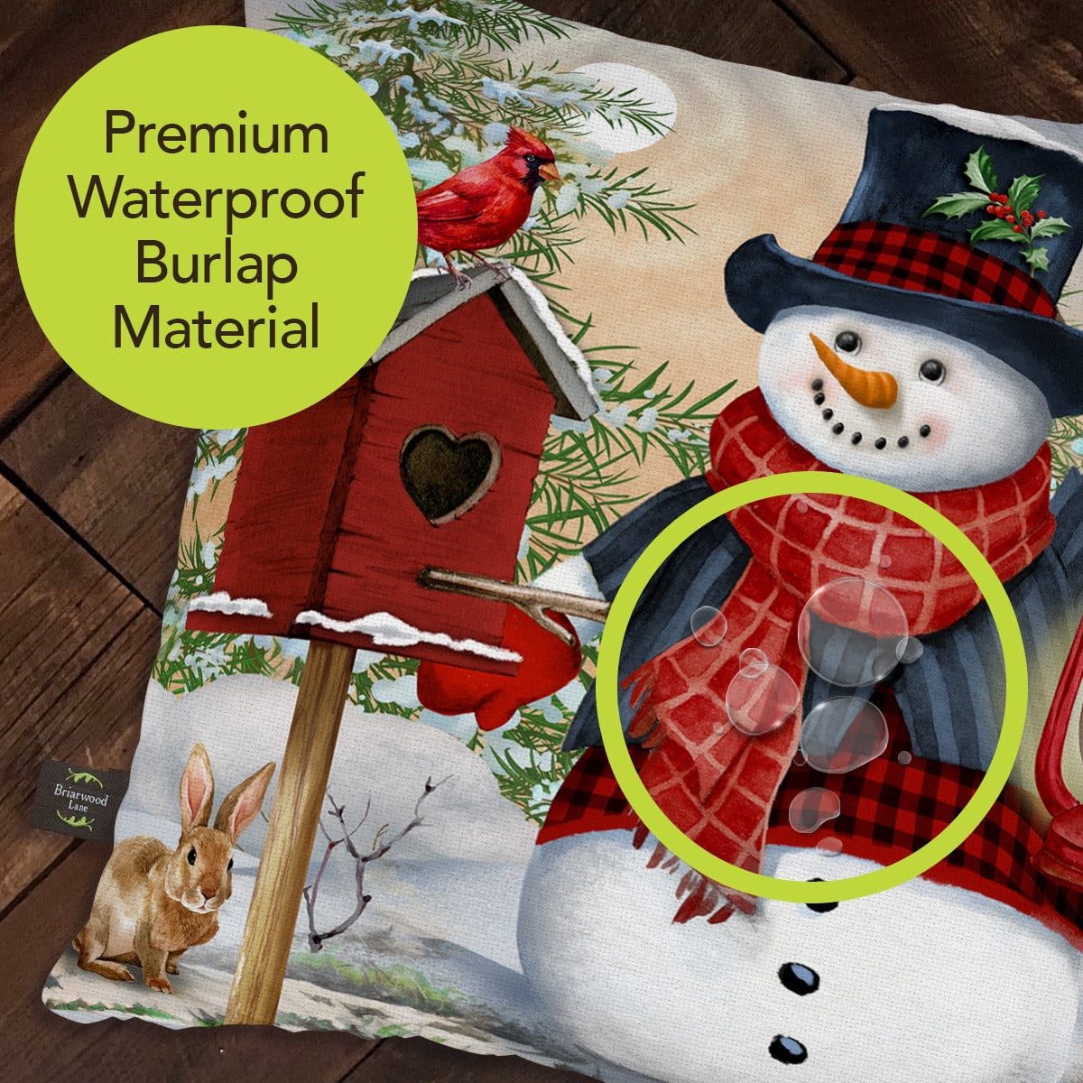 Briarwood Lane Winter Indoor/Outdoor Pillow 17x17 Snowman and Friends For Winter Pillow