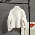thumbnail image 4 of Chaquetas de lana 100% AYUNSUE para mujer 2024, abrigo corto de piel auténtica, estilo cálido para mujer, chaqueta de cuello alto para otoño e invierno, parka, 4 of 5