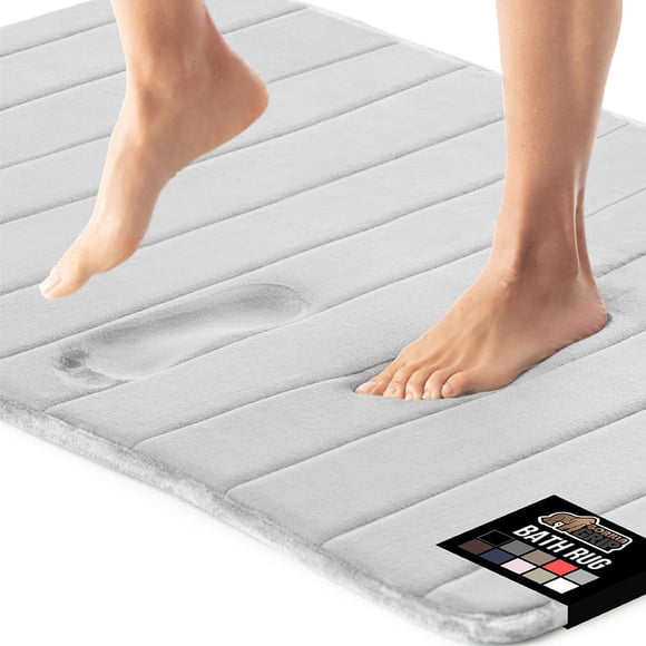 Alfombrilla de baño de espuma viscoelástica GORILLA GRIP, suave y absorbente, gris claro