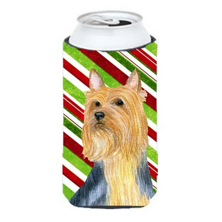 

Silky Terrier Candy Cane Holiday Christmas Tall Boy bottle sleeve Hugger - 22 To 24 oz.