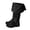 Black, variant on Men's Mid-Calf Boots - Renaissance Style Low Heel Knee High Boots with Fold-Over & Lace-Up Design for Casual & Themed Events
