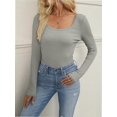 thumbnail image 4 of Long Sleeve Shirts for Women Fall Outfits Knit Tops Scoop Neck Slim Fit Basic Tee, 4 of 6