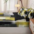 thumbnail image 5 of Homewish Watercolor Grid Zipper Queen Comforter Set with Fitted Sheet and 2 Pillowcases,Aesthetic Artwork Zipper Bedding Set,Yellow,Black Reversible,4pcs, 5 of 8