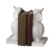 Pack of 2 Modern Rustic White Owl Bookends 12"