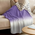 thumbnail image 4 of Throw Blanket for Couch Purple Grey Ombre Soft Fleece Flannel Blankets Cozy Lightweight Blanket for Home Sofa Living Room Gradient Color Bed Throws 60" x 80", 4 of 9