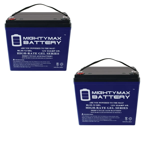 12V 55AH GEL Replacement Battery for Orthofab Kameleon - 2 Pack