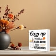 thumbnail image 6 of Zomyto 7x7 In Autumn Desk Decor,Autumn Wood Block,Rustic Fall Decor,Cozy up with a Warm Drink and Autumn Vibes Wooden Box Sign, 6 of 7