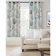 thumbnail image 4 of Teal Coastal Blackout Curtains for Bedroom Living Room, Summer Starfish Shell Coral Nautical Retro 63 In Long Thermal Insulated Room Darkening Drapes Grommet Window Treatments, 42 x 63 In, 4 of 9