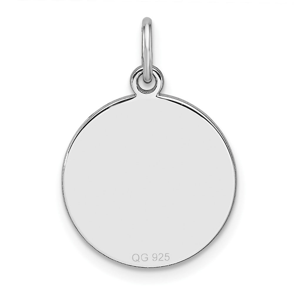 Auriga Fine Jewelry 925 Sterling Silver Rhod-plated Round Polish Front / Back Disc Charm for Women (L-21 mm, W-15.4 mm)