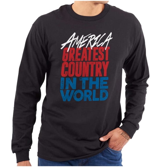 America Greatest Country in the World Plus Size Long Sleeve Graphic Tee Shirt Brisco Brands 2X