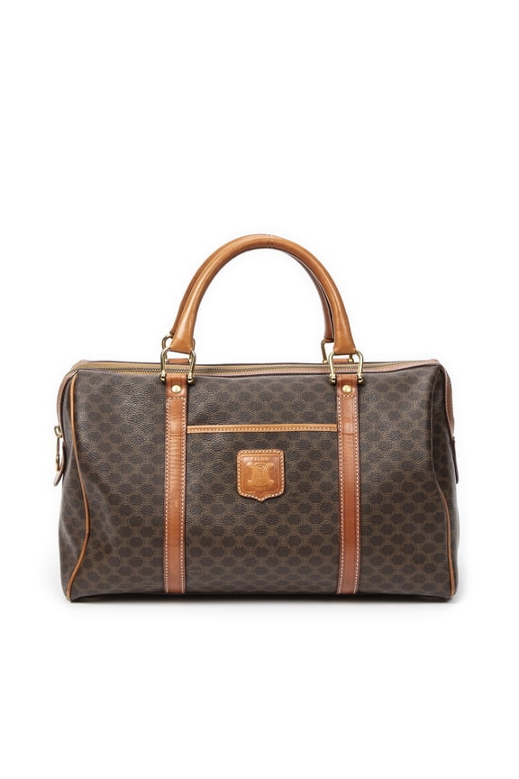 Pre-Owned Celine Brown Vintage Medium Boston Handbag Macadam Coated Canvas