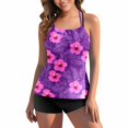 thumbnail image 4 of FAVIPT Modest Tankini Swimsuits for Women Adjustable Strap Two Piece Bathing Suit Floral Print Tank Top with Shorts Swim Set Multicolor,XXL, 4 of 7