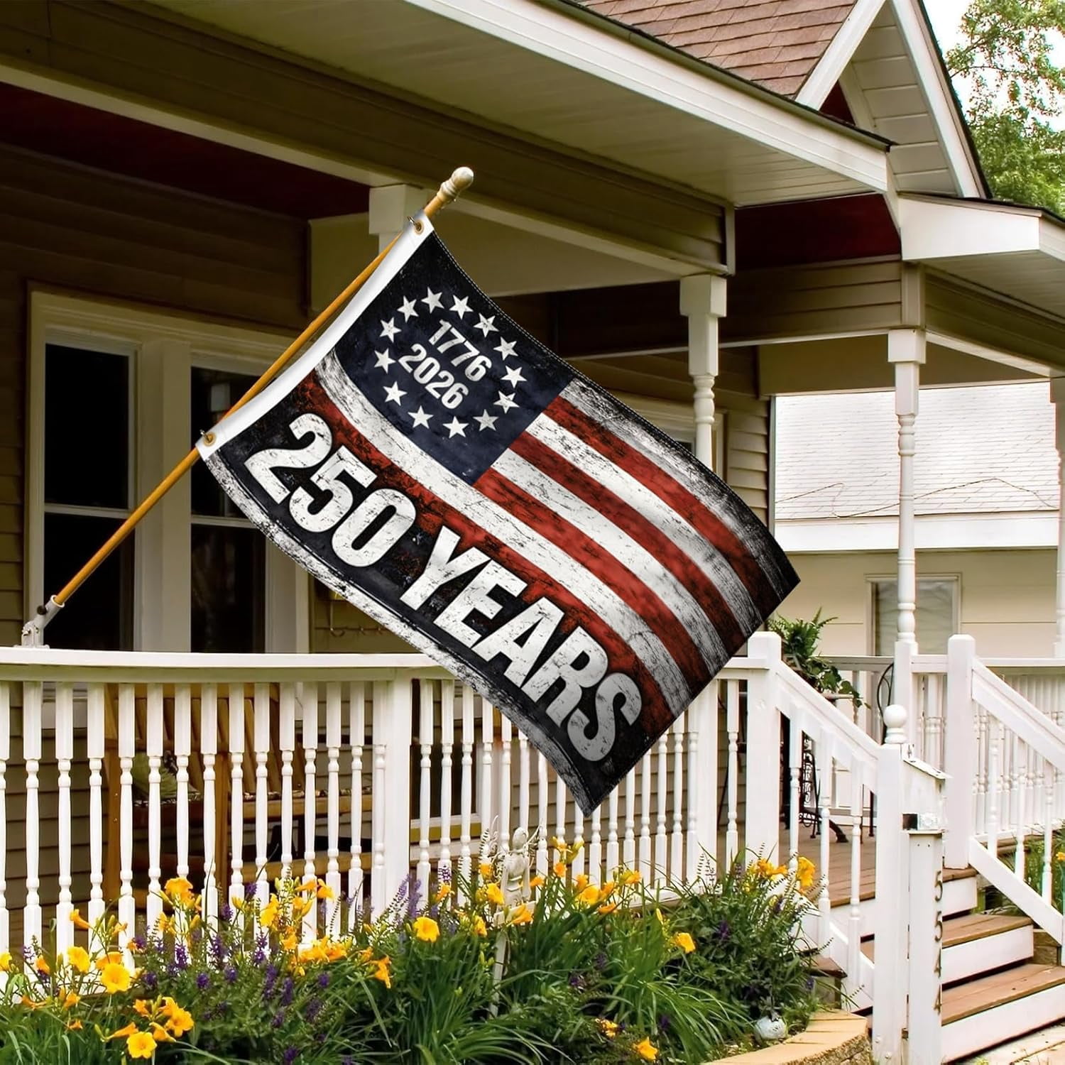 3x5 FT 250 Years Double Sided American Flag, 1776–2026 USA Flag for 250th Anniversary Birthday, Vintage Stars Patriotic Outdoor Indoor Flag for Home Yard Porch Wall Independence Day Decorations