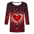 thumbnail image 4 of Wovix Women Shirts Valentine'S Day Lightweight Breathable 3/4 Length Sleeve Pullover Crewneck Casual Loose Tees Gift For Ladies, 4 of 4