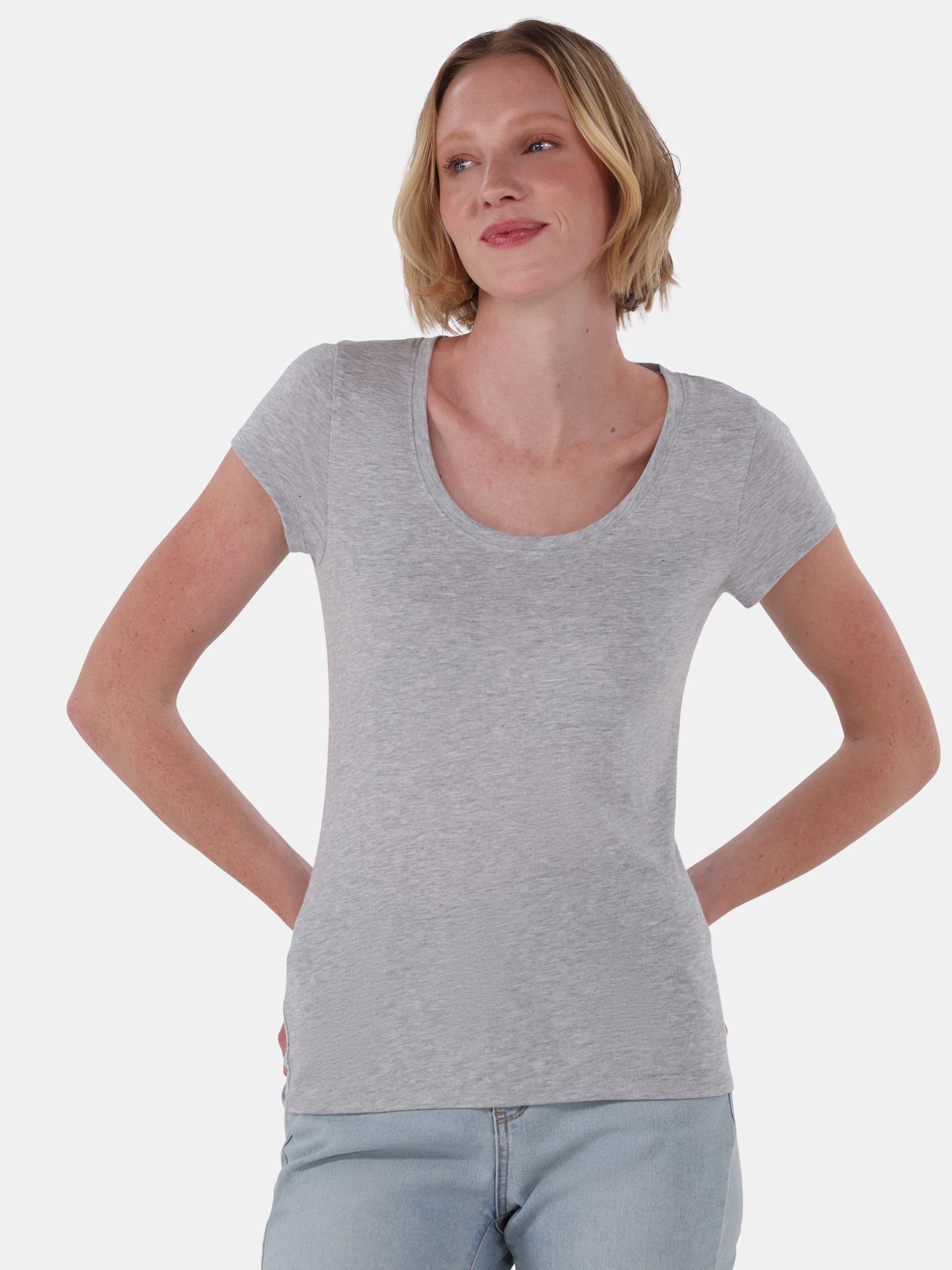 No Boundaries Short Sleeve Scoop Neck Tee, Women's XXS-XXXL