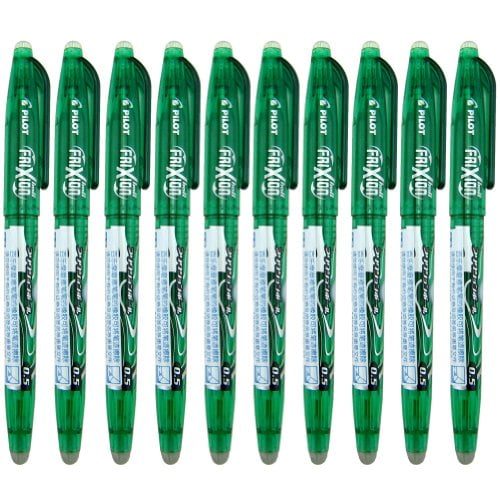 Pilot Frixion Erasable Gel Pen 0.5mm, Extra Fine Green, 10pcs Box